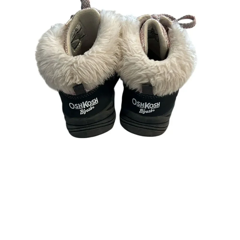 Oshkosh B'Gosh Toddler‎ Girls Sparkly Pink Glitter Lace Up Winter Booties Sz 9 M